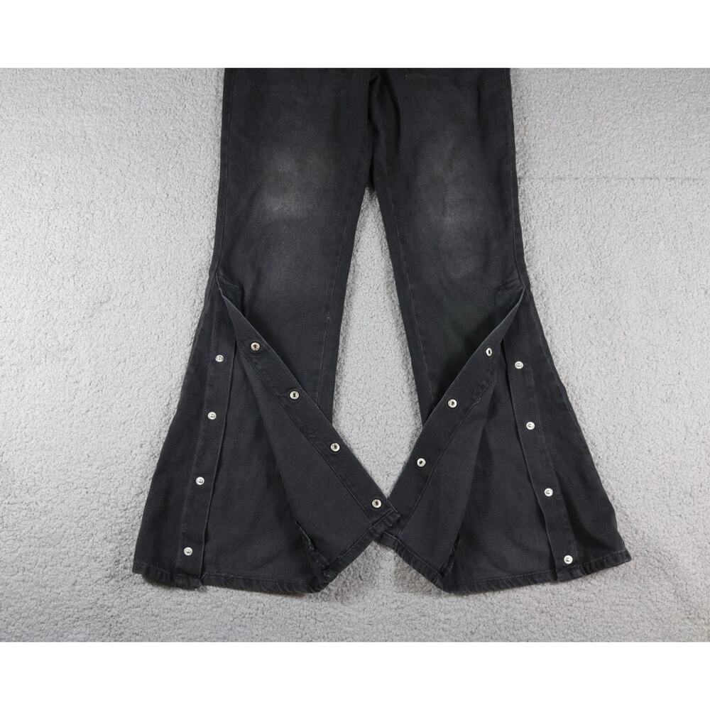 Free People We The Free Jeans 27 Black Bell Bottoms Flared Snap Button Trim - Picture 7 of 9